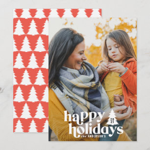 Cartes Pour Fêtes Annuelles Typographie rétro moderne 1 fête photo Noël