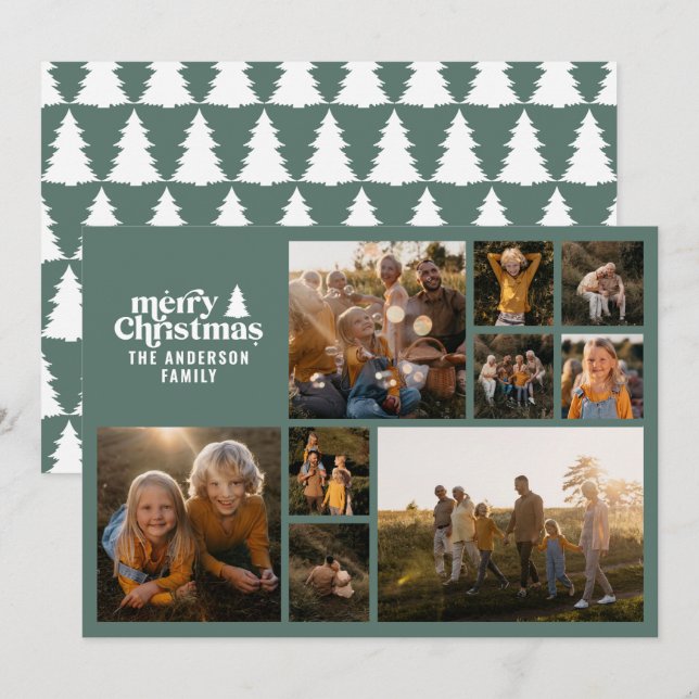 Cartes Pour Fêtes Annuelles Typographie rétro moderne multi photo (Devant / Derrière)