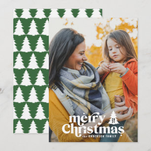 Cartes Pour Fêtes Annuelles Typographie rétro moderne photo vacances Noël