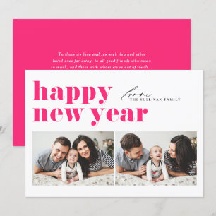 Cartes Pour Fêtes Annuelles Typographie rétro rose chaud Photo Bonne année