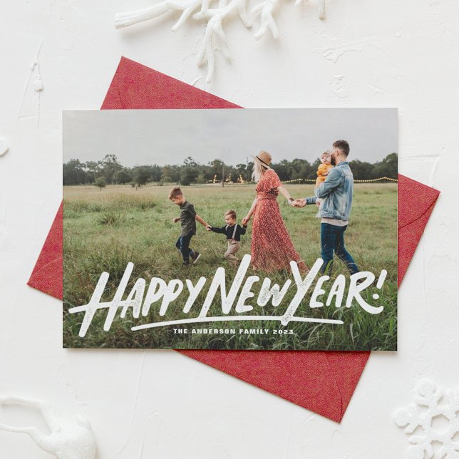 Cartes Pour Fêtes Annuelles Typographie rétro Superposition photo Bonne année (Créateur téléchargé)