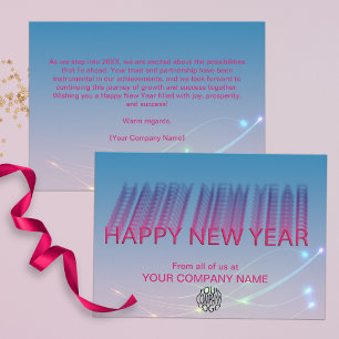 Cartes Pour Fêtes Annuelles Typographie rose bleu moderne Entreprise Nouvel An