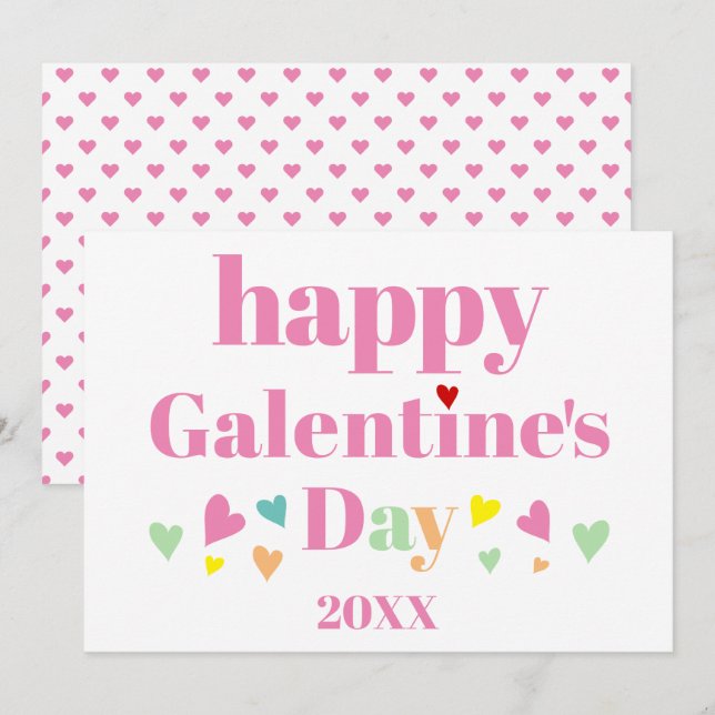 Cartes Pour Fêtes Annuelles Typographie rose Joyeux Jour des Galentines (Devant / Derrière)