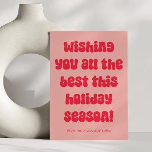 Cartes Pour Fêtes Annuelles Typographie rose rouge esthétique Noël rétro amusa