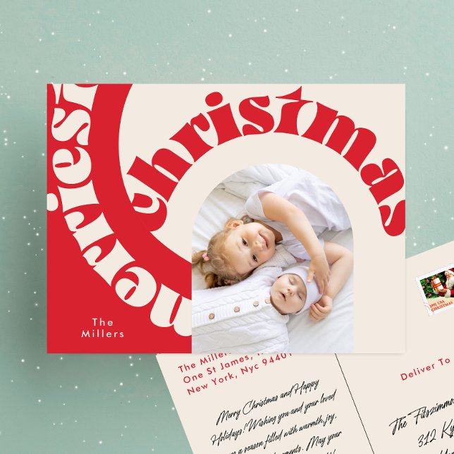 Cartes Pour Fêtes Annuelles Typographie rouge moderne audacieuse Noël une phot (Créateur téléchargé)