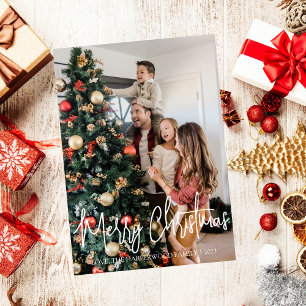 Cartes Pour Fêtes Annuelles Typographie simple et élégante Photo de Noël de fa