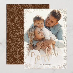 Cartes Pour Fêtes Annuelles Typographie Simple Joyeuse Rose Or Rouille Photo