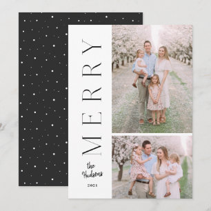 Cartes Pour Fêtes Annuelles Typographie simple minimaliste noir et blanc