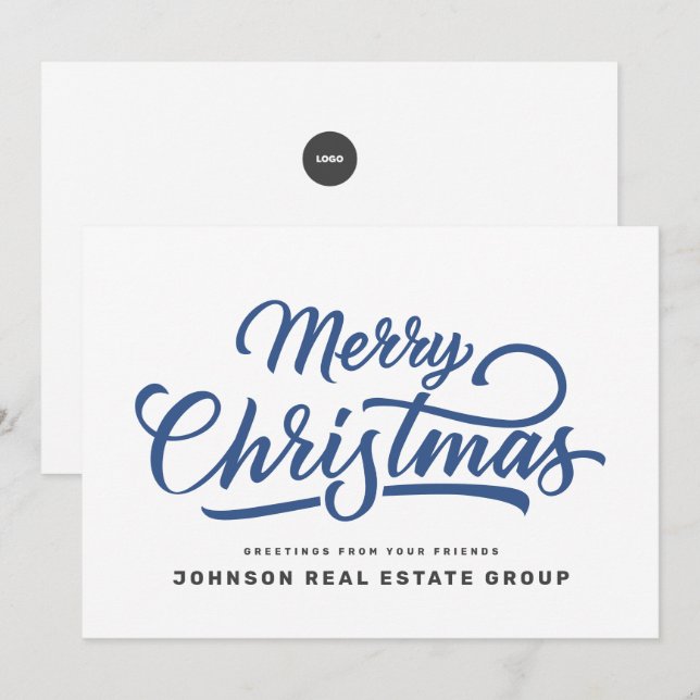 Cartes Pour Fêtes Annuelles Typographie simple moderne Ajouter un logo (Devant / Derrière)