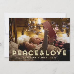 Cartes Pour Fêtes Annuelles Typographie simple moderne de paix et d'amour
