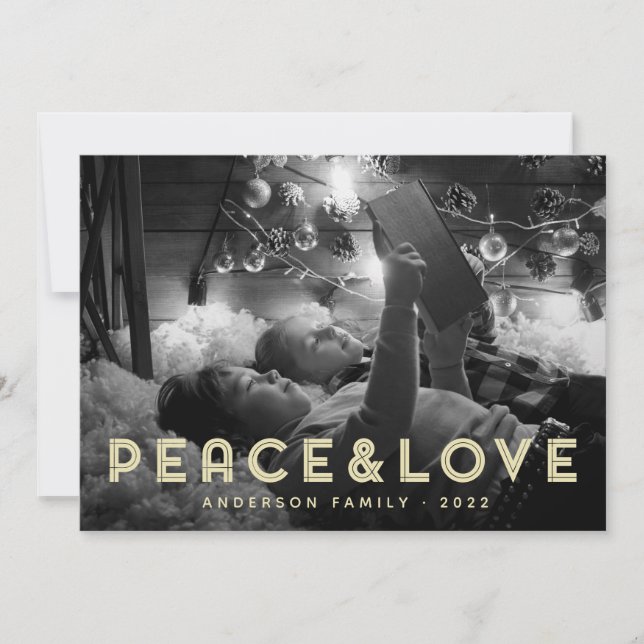 Cartes Pour Fêtes Annuelles Typographie simple moderne de paix et d'amour (Devant)