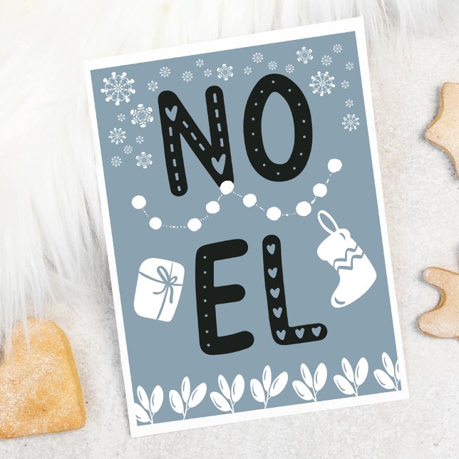 Cartes Pour Fêtes Annuelles Typographie simple NOEL Dusty Bleu Noël (Créateur téléchargé)
