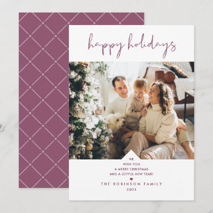 Cartes Pour Fêtes Annuelles Typographie simple Plum Purple Photo de Noël