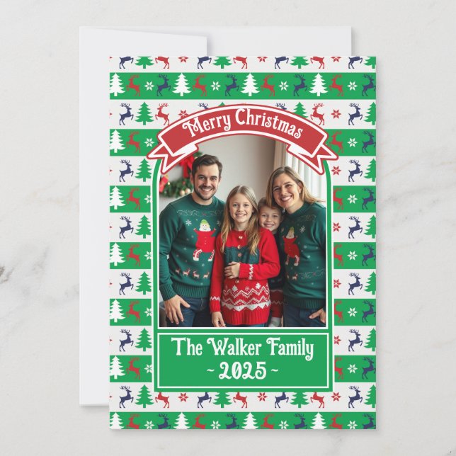 Cartes Pour Fêtes Annuelles Ugly Christmas Sweater Jumper Family Photo  (Devant)