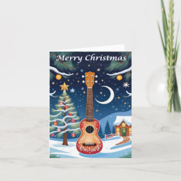 Cartes Pour Fêtes Annuelles Ukulele instrument de musique Noël de l'arbre de n
