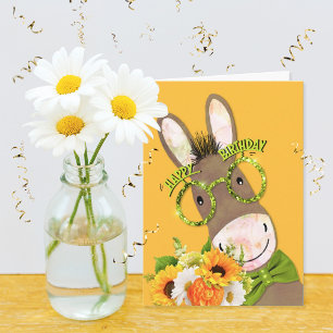 Cartes Pour Fêtes Annuelles Un âne amusant dans les lunettes Anniversaire