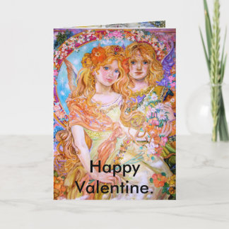 Cartes Pour Fêtes Annuelles Un ange au printemps et amants., Valen heureux…