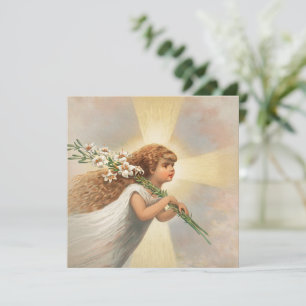 Cartes Pour Fêtes Annuelles Un ange dans le ciel tenant des lys noël