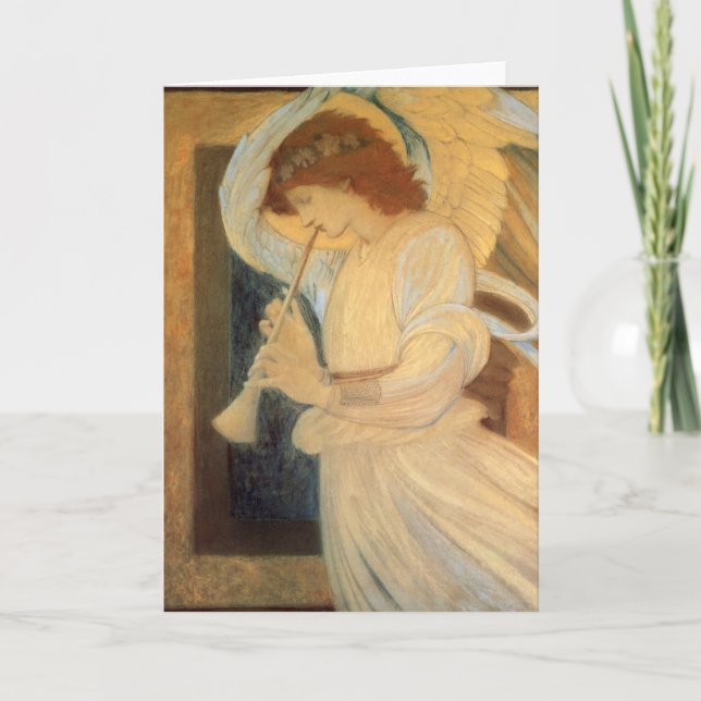 Cartes Pour Fêtes Annuelles Un ange joue à Flageolet par Burne Jones (Devant)
