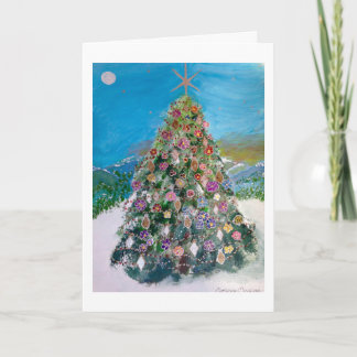 Cartes Pour Fêtes Annuelles Un arbre de Noël à l'effervescence avec des orneme
