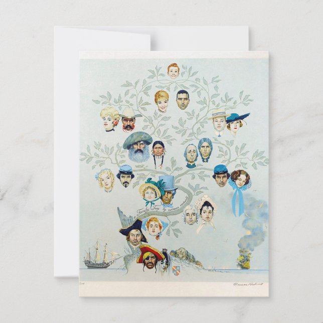 Cartes Pour Fêtes Annuelles Un arbre généalogique 1959 Norman Rockwell (Devant)