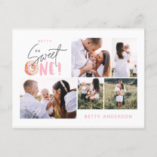 Cartes Pour Fêtes Annuelles un beignets rose sucré un anniversaire multi photo