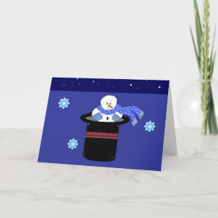 Cartes Pour Fêtes Annuelles Un bonhomme de neige au chapeau