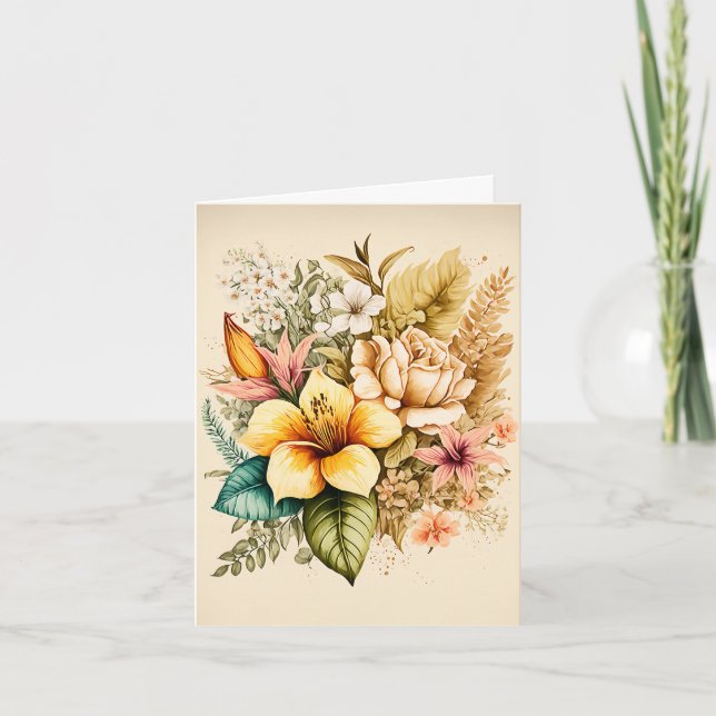 Cartes Pour Fêtes Annuelles Un bouquet de fleurs jaunes pour vos Saint-Valenti (Devant)