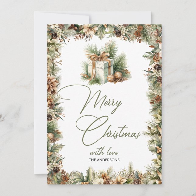 Cartes Pour Fêtes Annuelles Un cadeau de Noël doux d'inspiration nature (Devant)