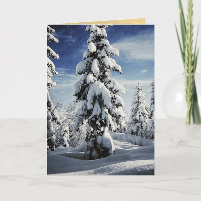 Cartes Pour Fêtes Annuelles Un champ des arbres de Noël (Devant)