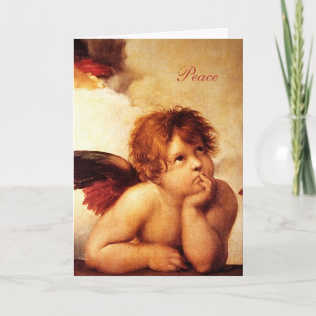 Cartes Pour Fêtes Annuelles Un Chérubin, détail de la Madone Sixtine - Raphaël (Devant)