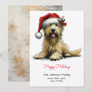 Cartes Pour Fêtes Annuelles Un chiot rusé dans un chapeau de Santa Happy