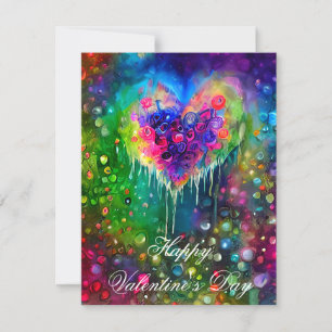 Cartes Pour Fêtes Annuelles Un coeur abstrait lumineux et des bulles enfants V