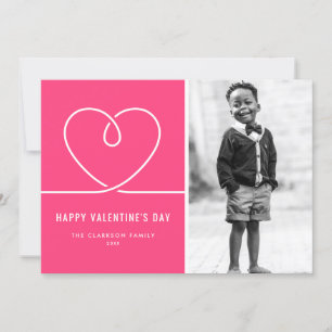 Cartes Pour Fêtes Annuelles Un coeur minimaliste rose chaud Photo de la Saint-