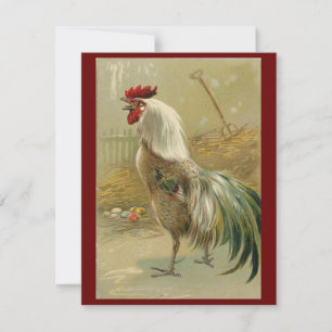 Cartes Pour Fêtes Annuelles Un coq vintage trouve des oeufs de Pâques