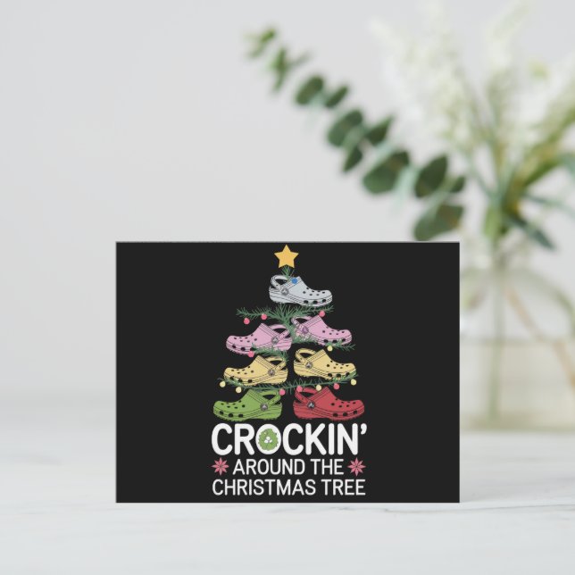 Cartes Pour Fêtes Annuelles Un Crockin autour de l'arbre de Noël (Debout devant)