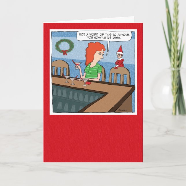 Cartes Pour Fêtes Annuelles Un Elfe agaçant espionner sur Noël des femmes (Devant)