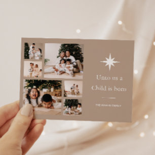 Cartes Pour Fêtes Annuelles Un enfant est né Photo Collage Noël