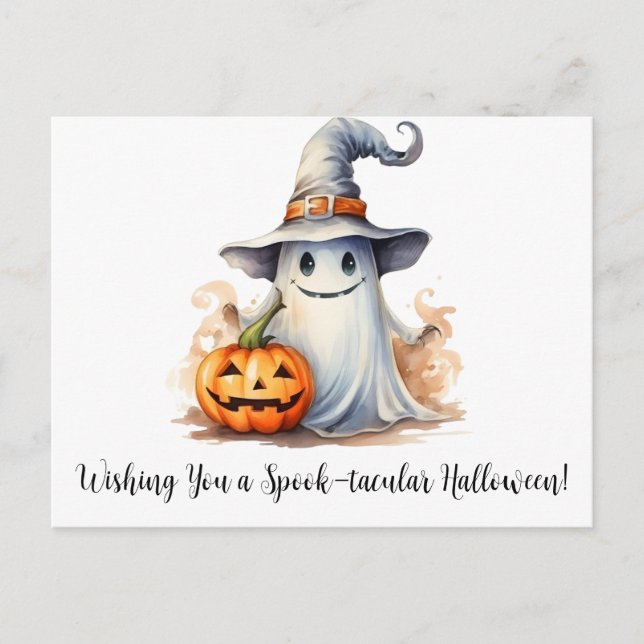 Cartes Pour Fêtes Annuelles Un fantôme vous souhaite une Halloween taculaire e (Devant)