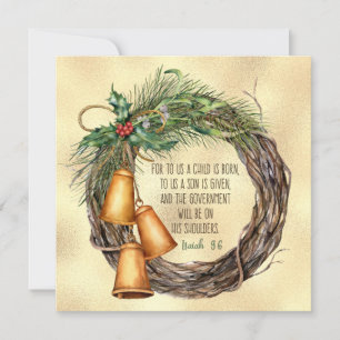Cartes Pour Fêtes Annuelles UN FILS DONNÉ Écriture de Noël Wreath Elegant Hol