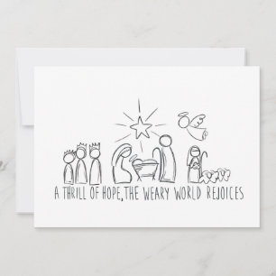 Cartes Pour Fêtes Annuelles Un frisson d'espoir Croquis de la Nativité