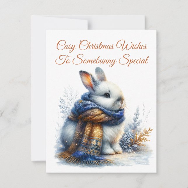 Cartes Pour Fêtes Annuelles Un Hiver Cosy Souhaite À Un Lapin Spécial (Devant)
