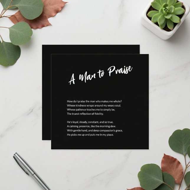 Cartes Pour Fêtes Annuelles "Un homme à louer" Sentimental ("A Man to Praise" Sentimental Holiday Card)