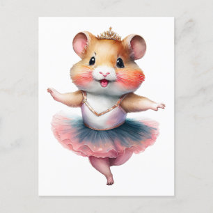 Cartes Pour Fêtes Annuelles Un joli ballerine de hamster danse le ballet. Eau