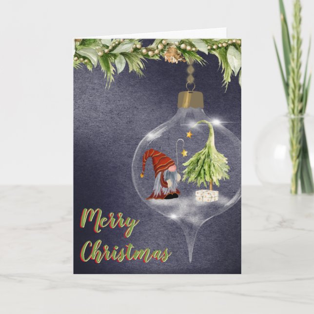 Cartes Pour Fêtes Annuelles Un joli cadeau de Noël dans une ampoule (Devant)