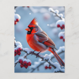 Cartes Pour Fêtes Annuelles Un joli cardinal sur un Noël enneigé