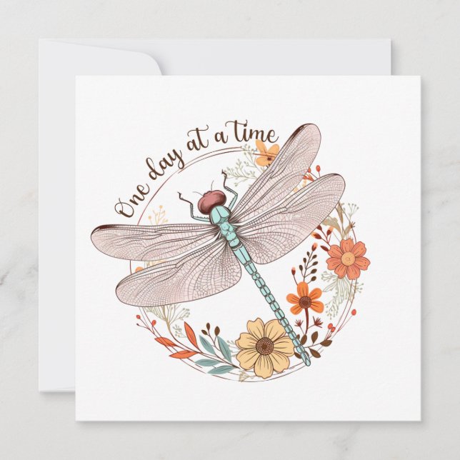 Cartes Pour Fêtes Annuelles Un jour à la fois Sublimation de libellules (Devant)