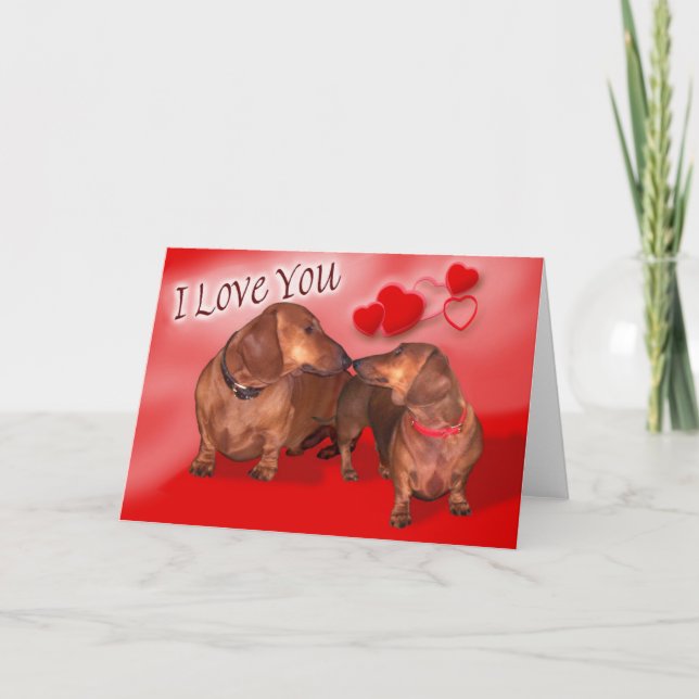 Cartes Pour Fêtes Annuelles Un jour de Valentines de basset allemand (Devant)