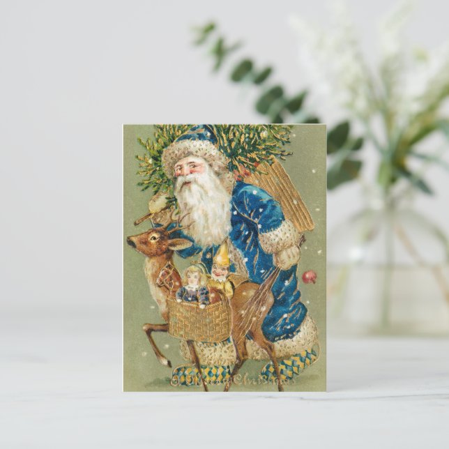 Cartes Pour Fêtes Annuelles Un joyeux art vintage de Noël (Debout devant)