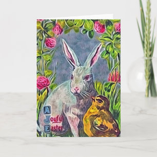 Cartes Pour Fêtes Annuelles Un joyeux lapin de Pâques et un poussin